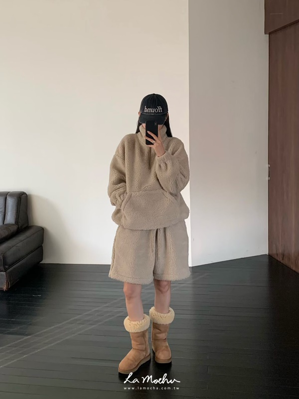 立領羔毛口袋保暖上衣